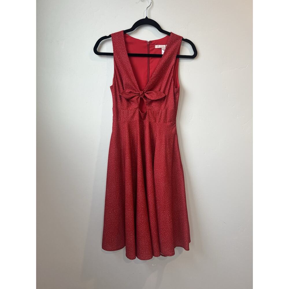 Hutch Reese Dress Red Polka Dot Size XS A-Line Swingy Flowy Cutout Bow Cute - Picture 2 of 7